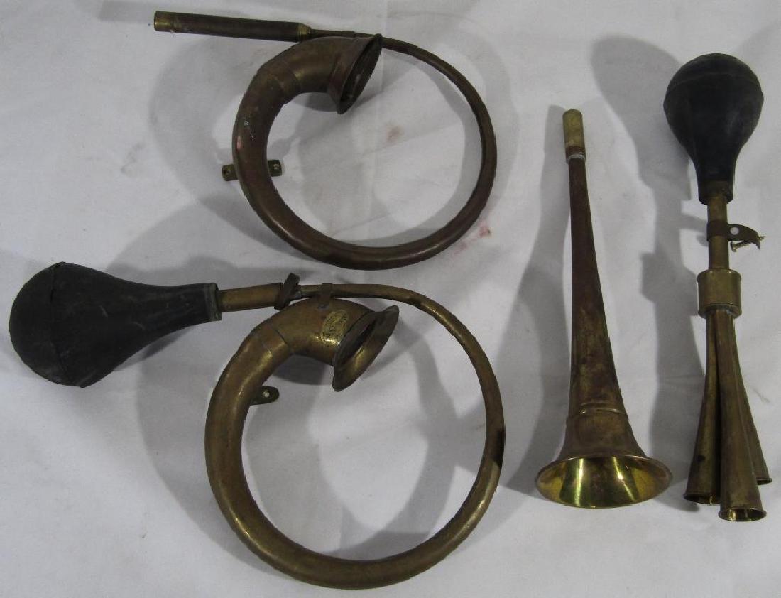 Lot of 4 Early Brass Transportation Horns (1 of 1)