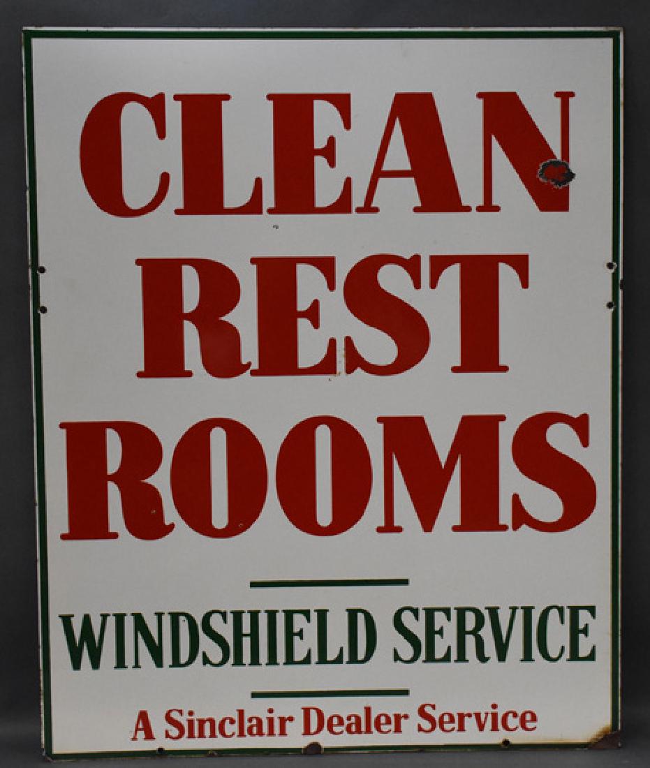Sinclair dealer services clean restroom porcelain sign (1 of 2)