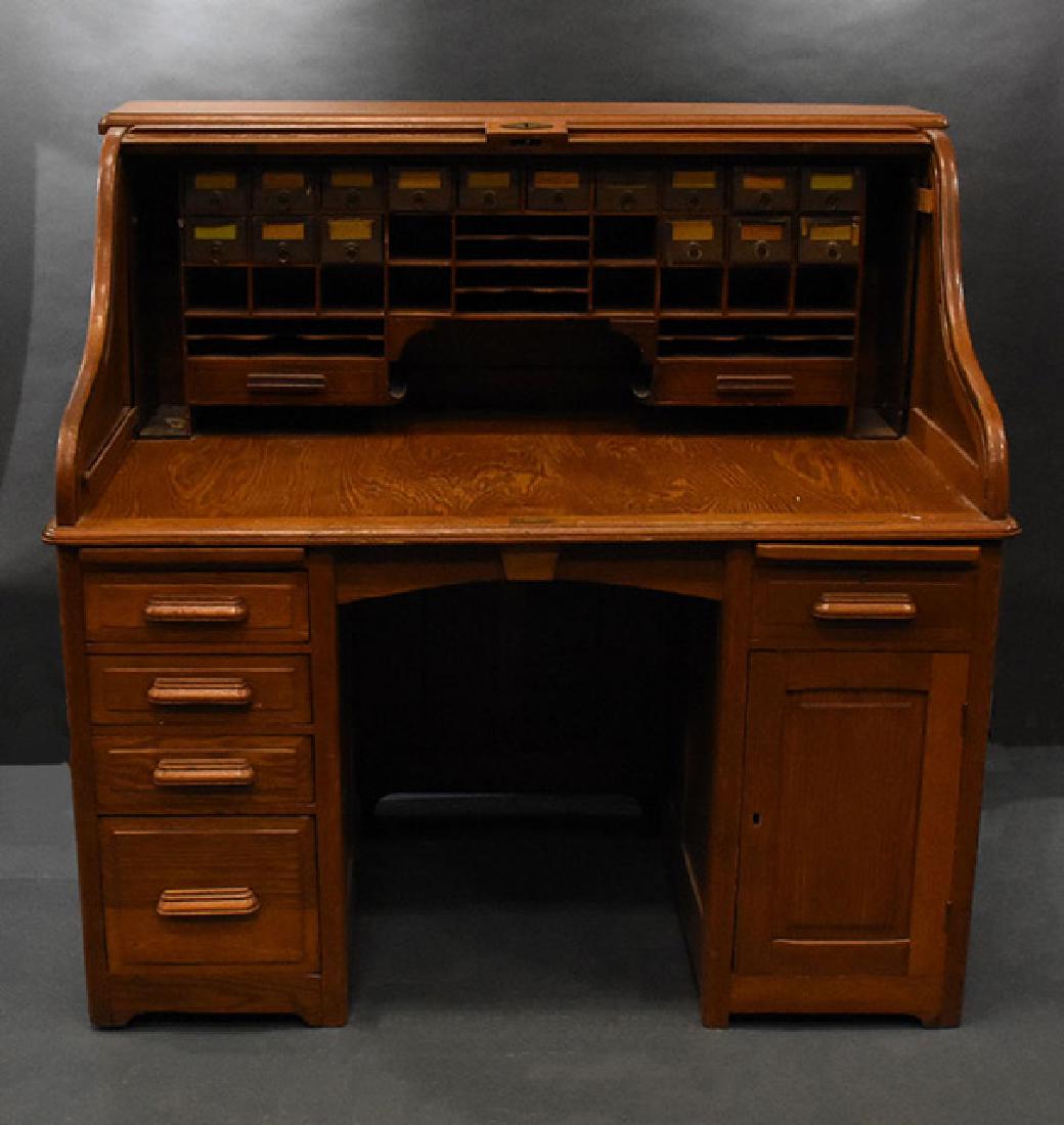 Antique Tell City oak s roll top desk Apr 14, 2018 Ross Auction