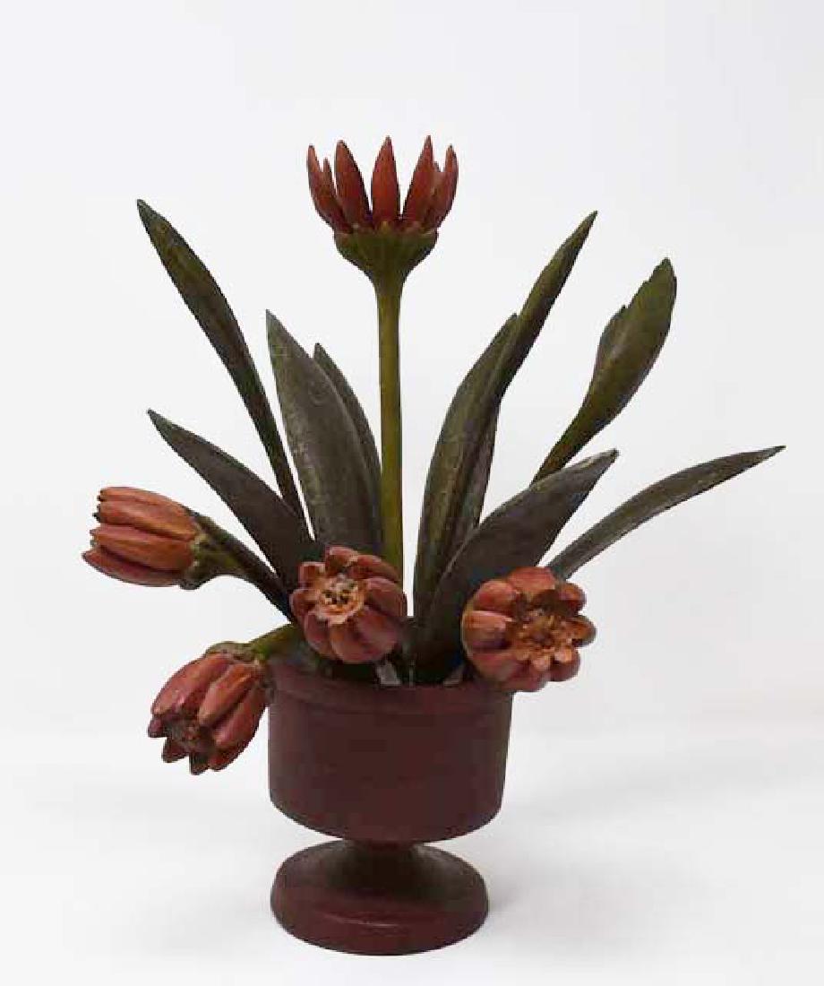 Carved wooden pot of flowers by Frank Finney (1 of 8)