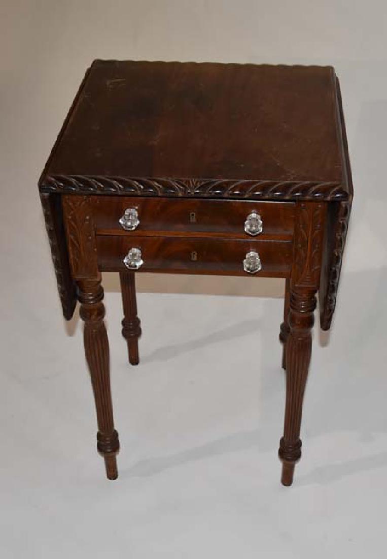 Mahogany drop leaf 2 drawer stand (1 of 3)
