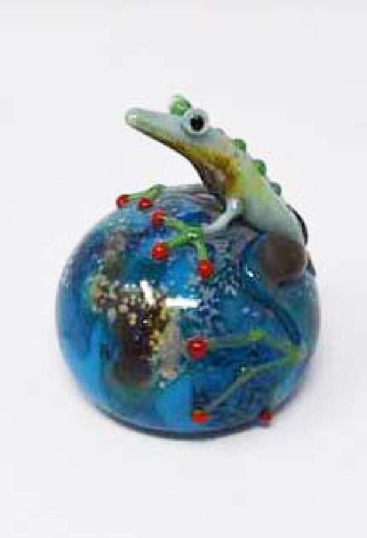 Signed John Nygren art glass paperweight (1 of 3)