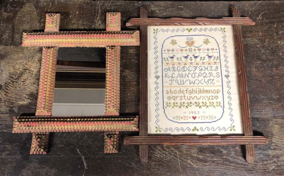 Tramp Art & Contemporary Sampler: Tramp Art & Contemporary Sampler. Packaging, Insurance, Handling, Shipping is done in house and is 30.00 for this item in the continental U.S. Or you are welcome to pick up in person or make other arr