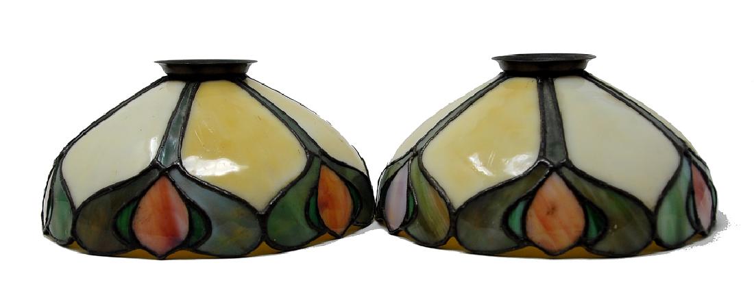 Pair Of Handel Leaded Glass Student Lamp Shades (1 of 3)
