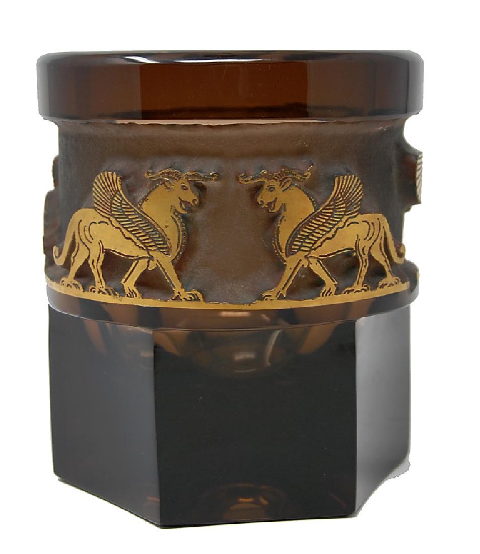 Moser Egyptian Art Deco Amber Acid Cut Back Vase (1 of 6)