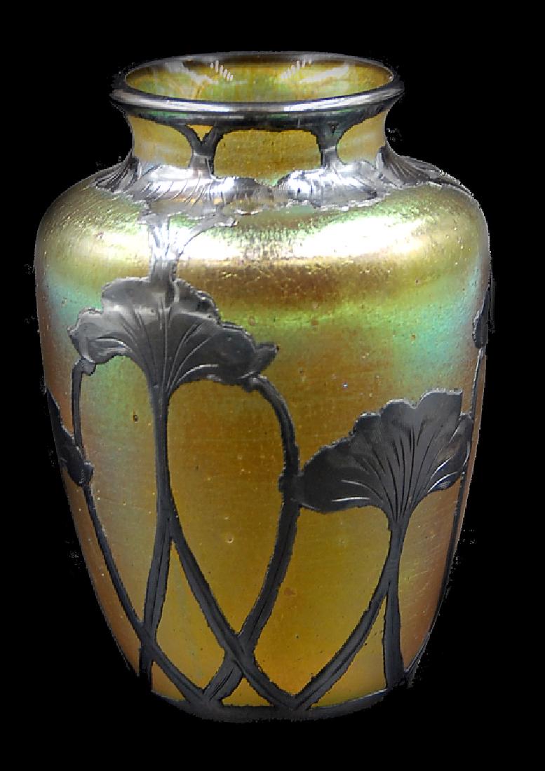 Loetz Silver Overlay Art Glass Vase (1 of 4)