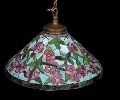 Antique Leaded Glass Hanging Light W/ Bronze Fitter (1 of 5)