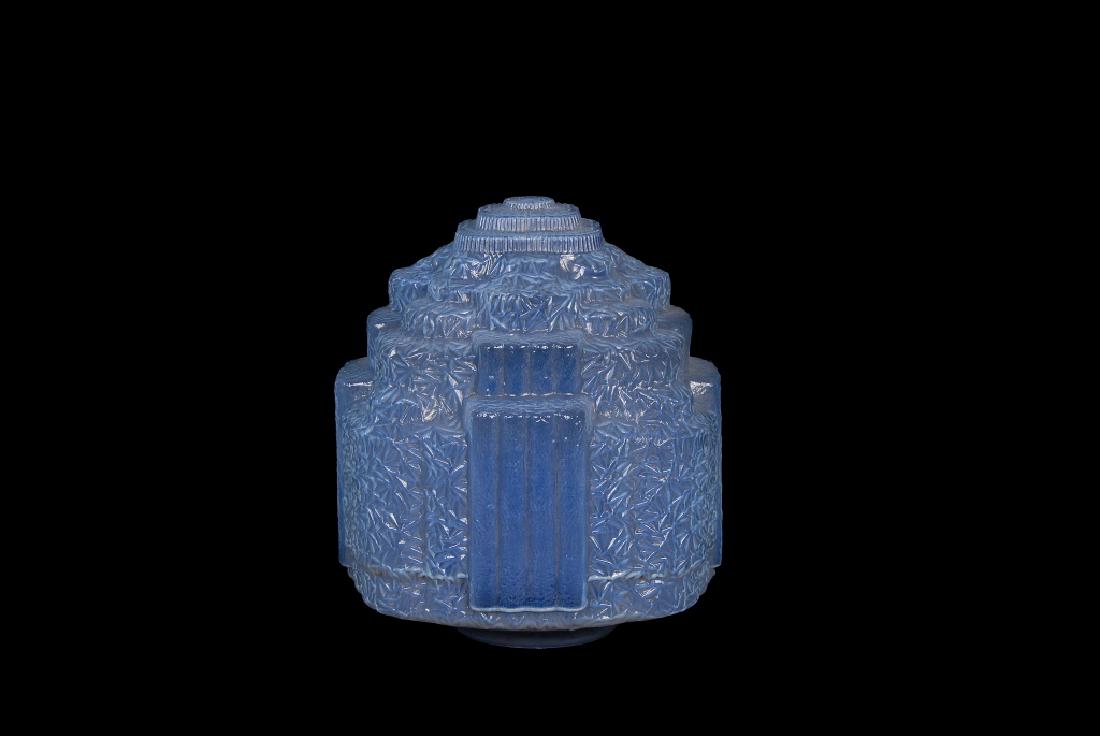 Art Deco Skyscraper Electric Blue Opalescent Light: Art Deco Skyscraper Electric Blue Opalescent Light Fixture Shade. Packaging, Insurance, Handling And Shipping Are Done In House And Is 125.00 For This Item In The Continental U.S. Or You Are Welcome T