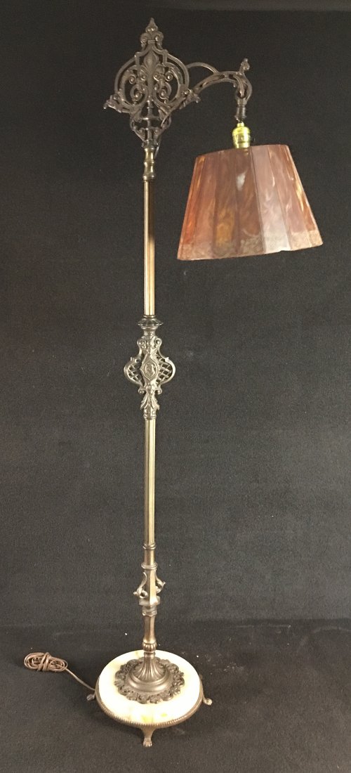 1930 S Onyx And Figural Bronze Floor Lamp