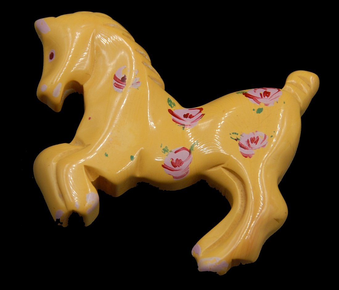 Martha Sleeper Bakelite Painted Prancing Horse Pin (1 of 2)