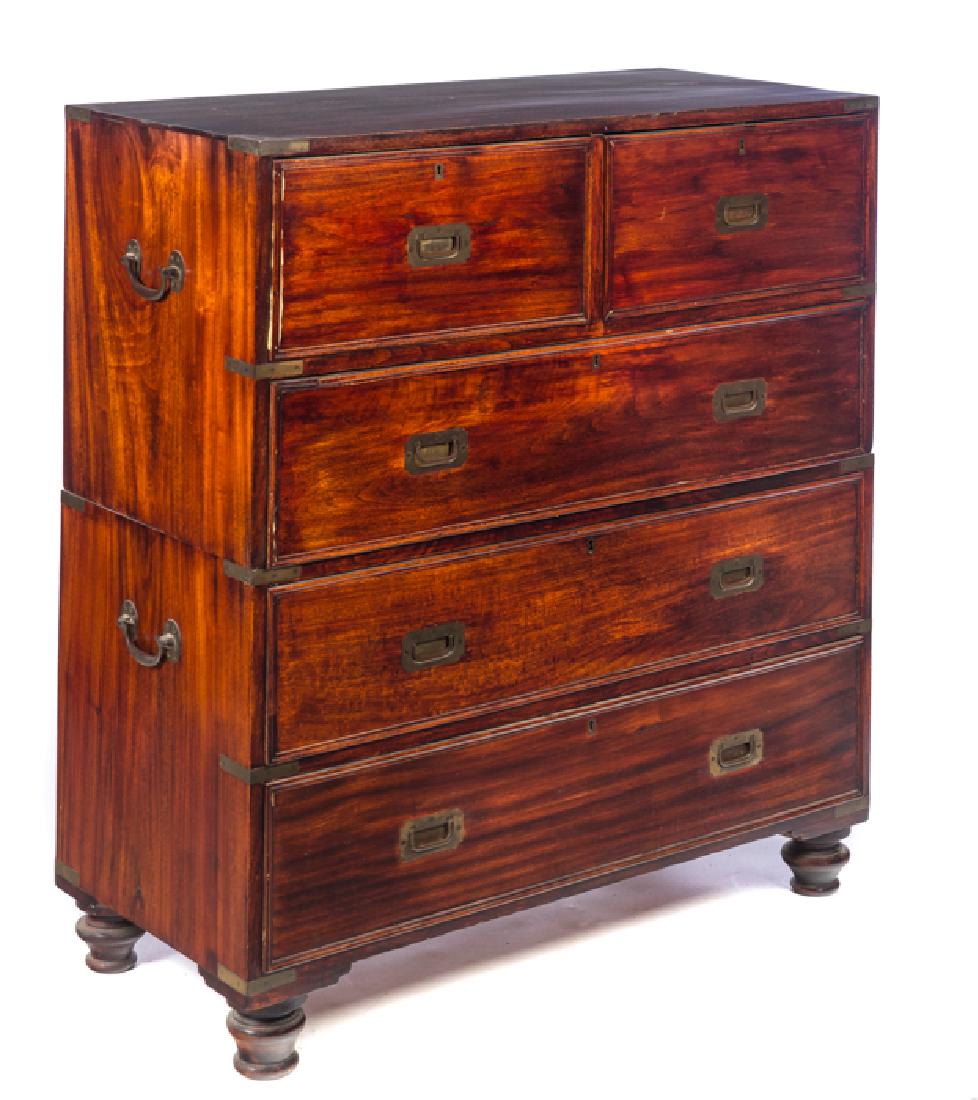 Early Mahogany Ship Captain's Chest Jul 27, 2019 Ross Auction