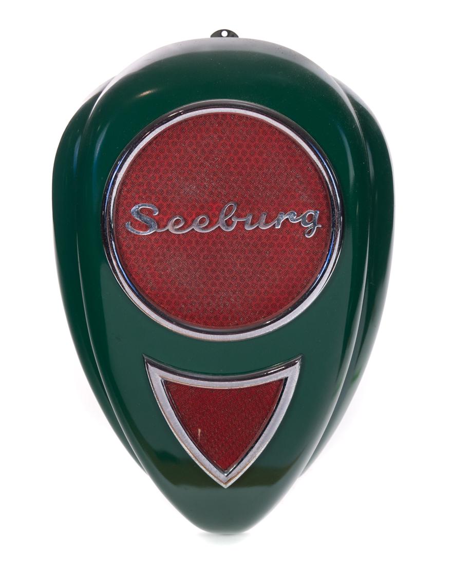Seeburg Jukebox Speaker: Measures 19" tall, 11" wide. Good original condition. Please Email or call for a detailed condition report. The absence of a condition statement does not imply that the lot is in perfect condition or 