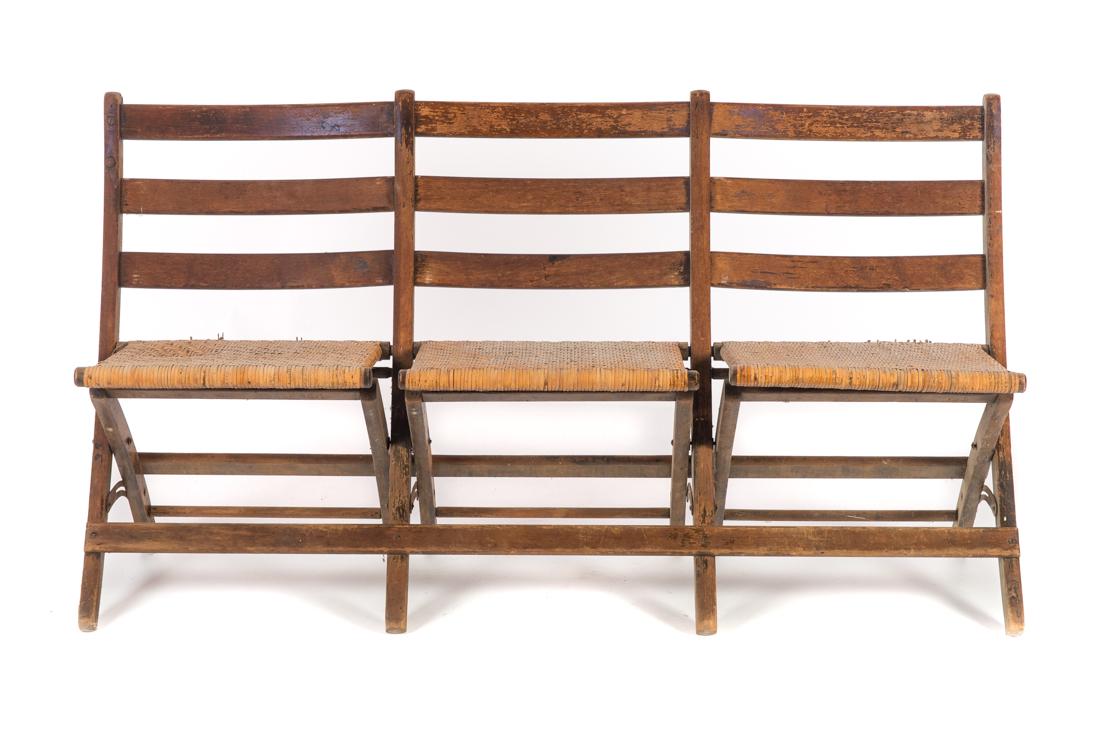 Antique 3-Seat General Store Bench: Good original condition. Please Email or call for a detailed condition report. The absence of a condition statement does not imply that the lot is in perfect condition or completely free from wear and