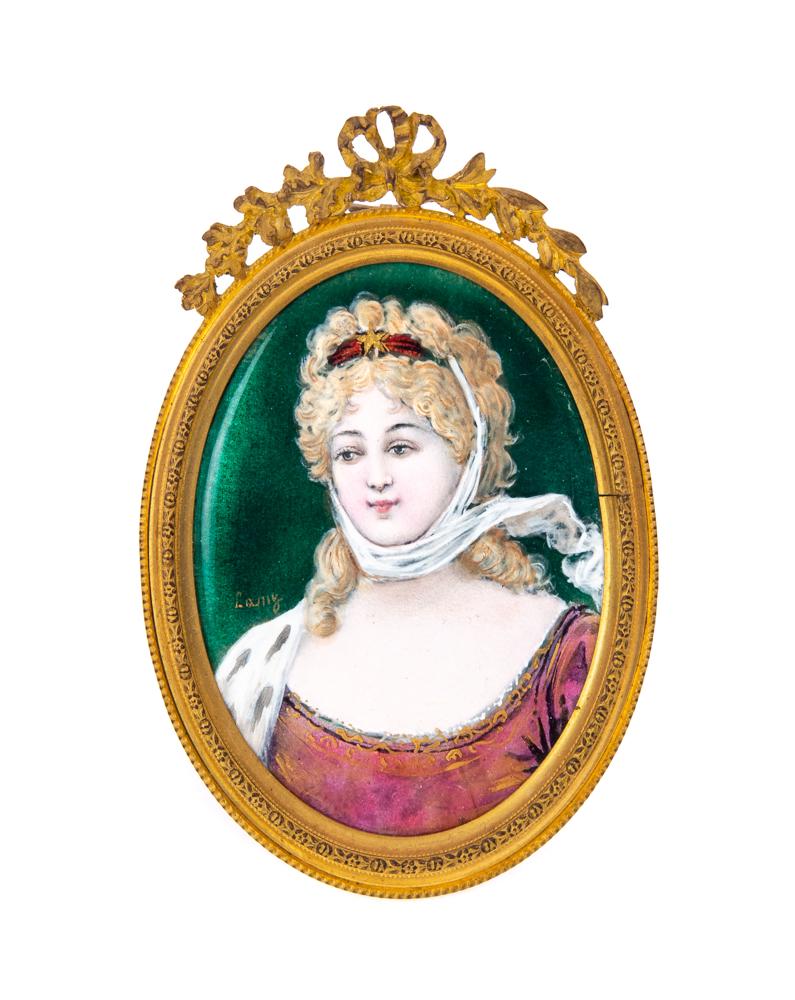 Hand Painted Limoges enamel Plaque Signed Laung (1 of 3)