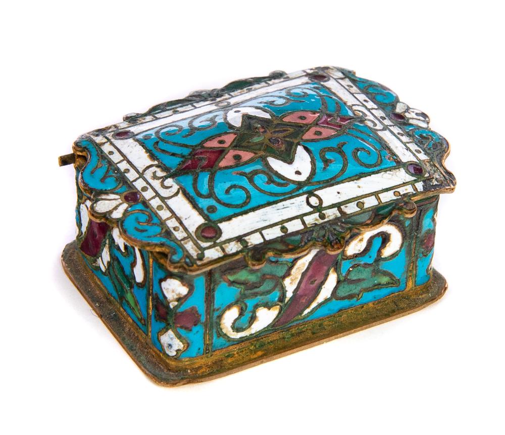 Champlevé Enamel Bronze Stamp Box (1 of 4)