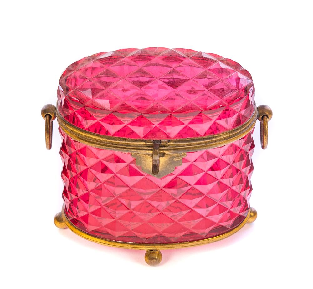 Ruby Cut Glass French Box with Bronze mounts (1 of 5)