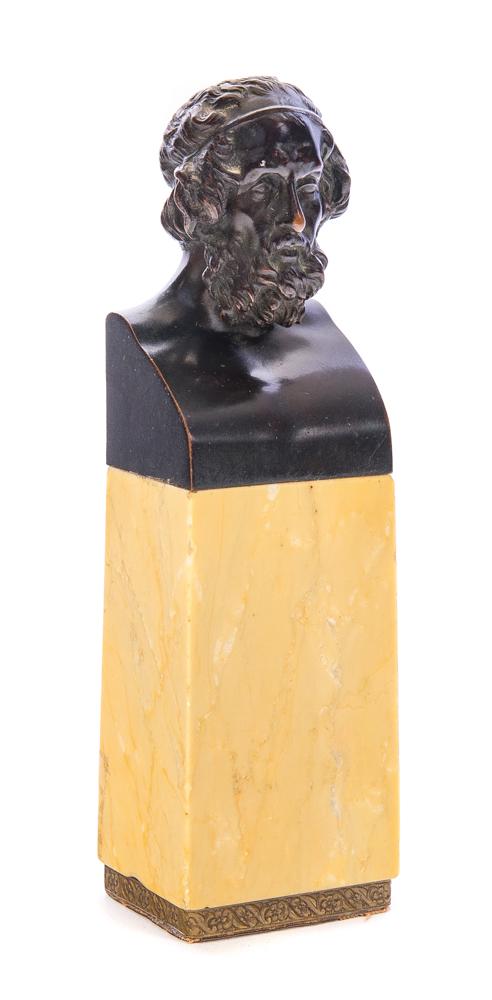 Antique Bronze Bust of Homer on Marble Pedestal (1 of 5)