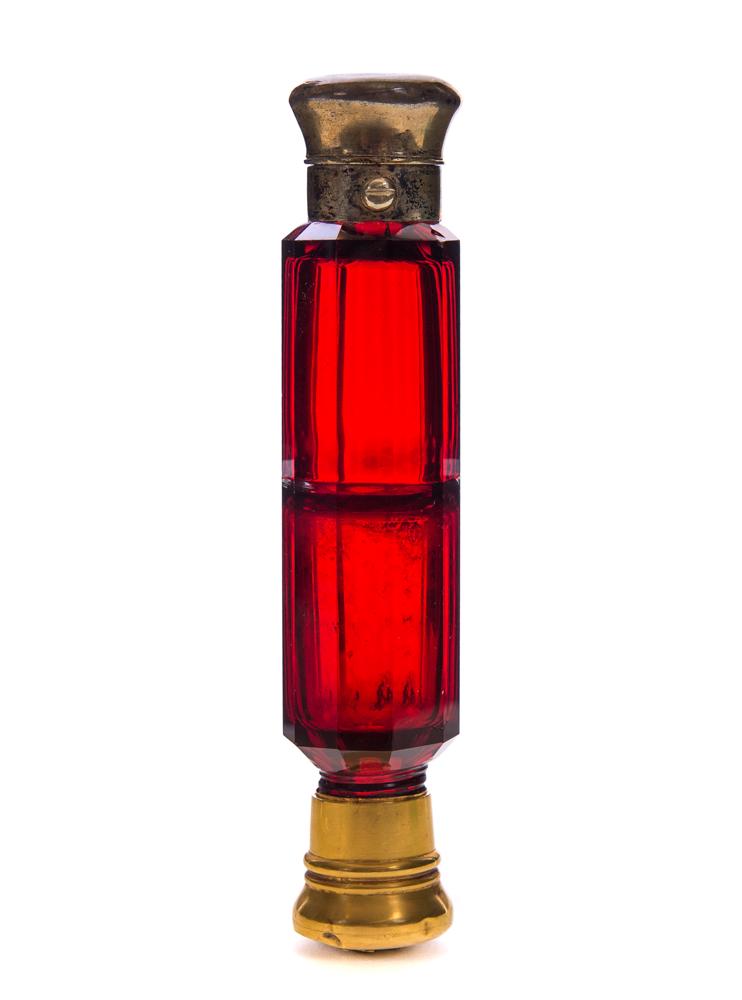Large Cranberry Art Glass Double Perfume Scent Bottle (1 of 4)