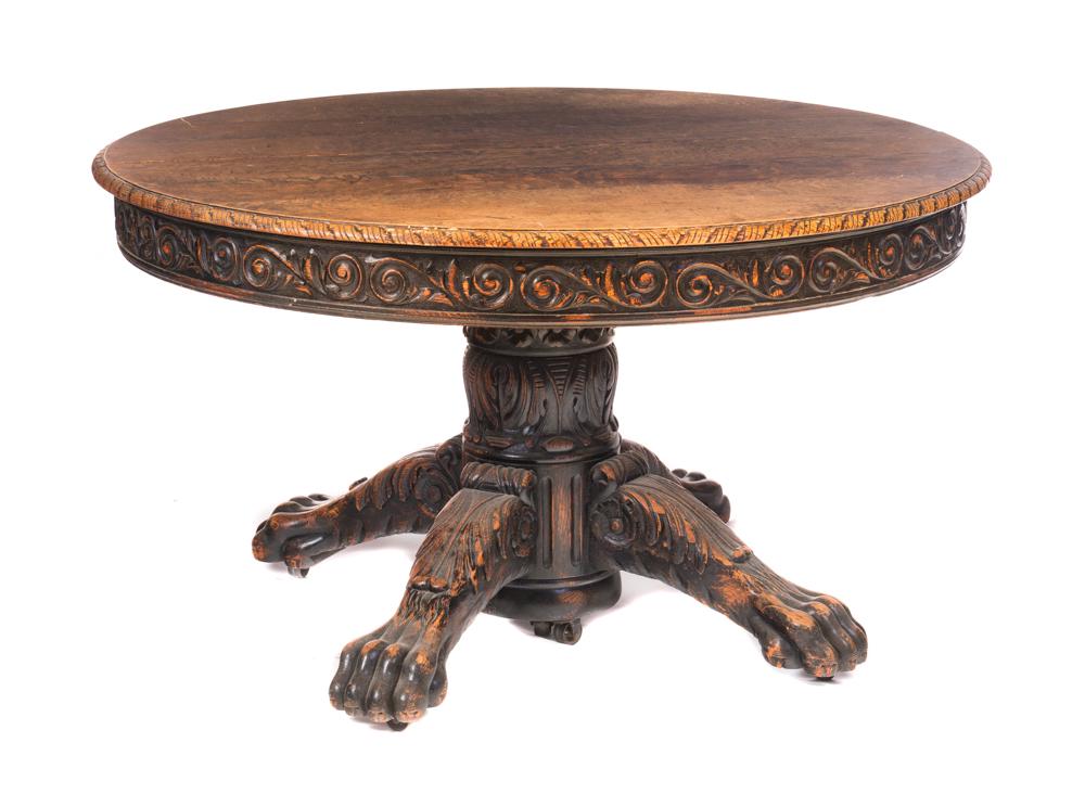 Highly Carved Horner Round Oak Dining Table (1 of 5)