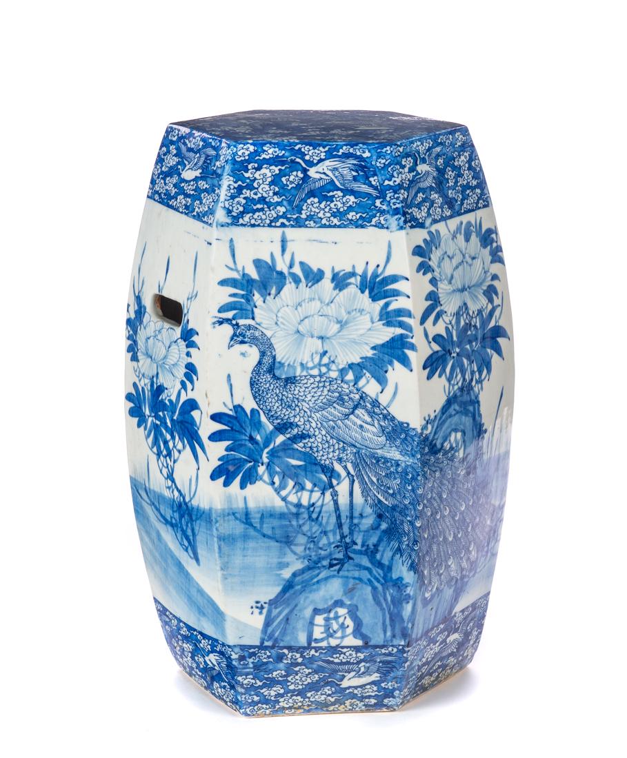 Chinese Blue & White Garden Seat: Chinese Blue & White Garden Seat