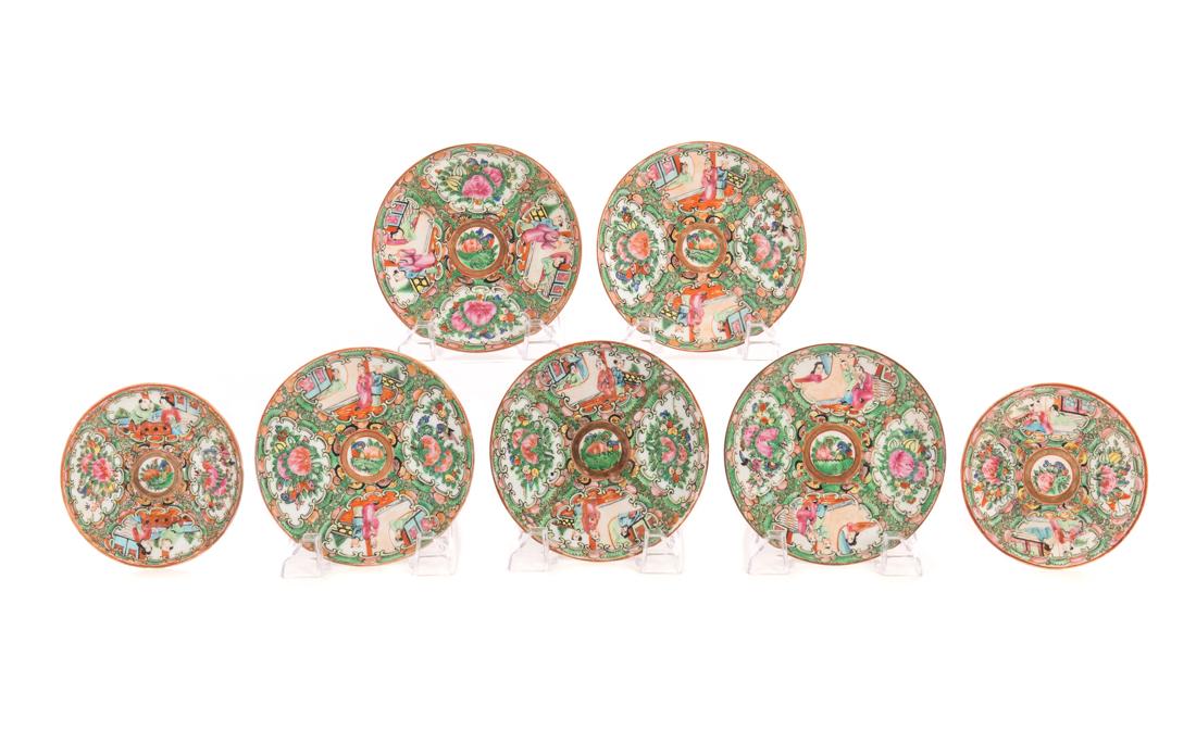 7 Rose Medallion Assorted Saucers (1 of 3)