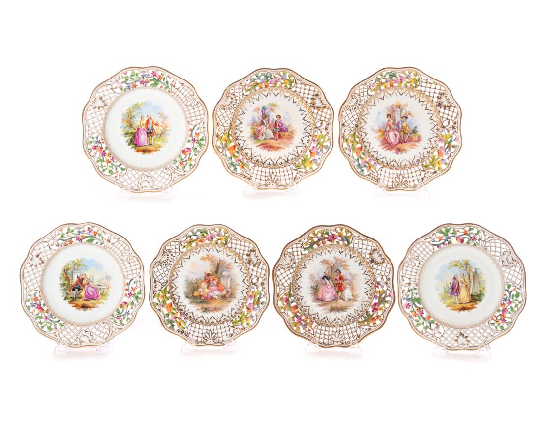 7 Dresden Porcelain Reticulated Dinner Plates (1 of 19)