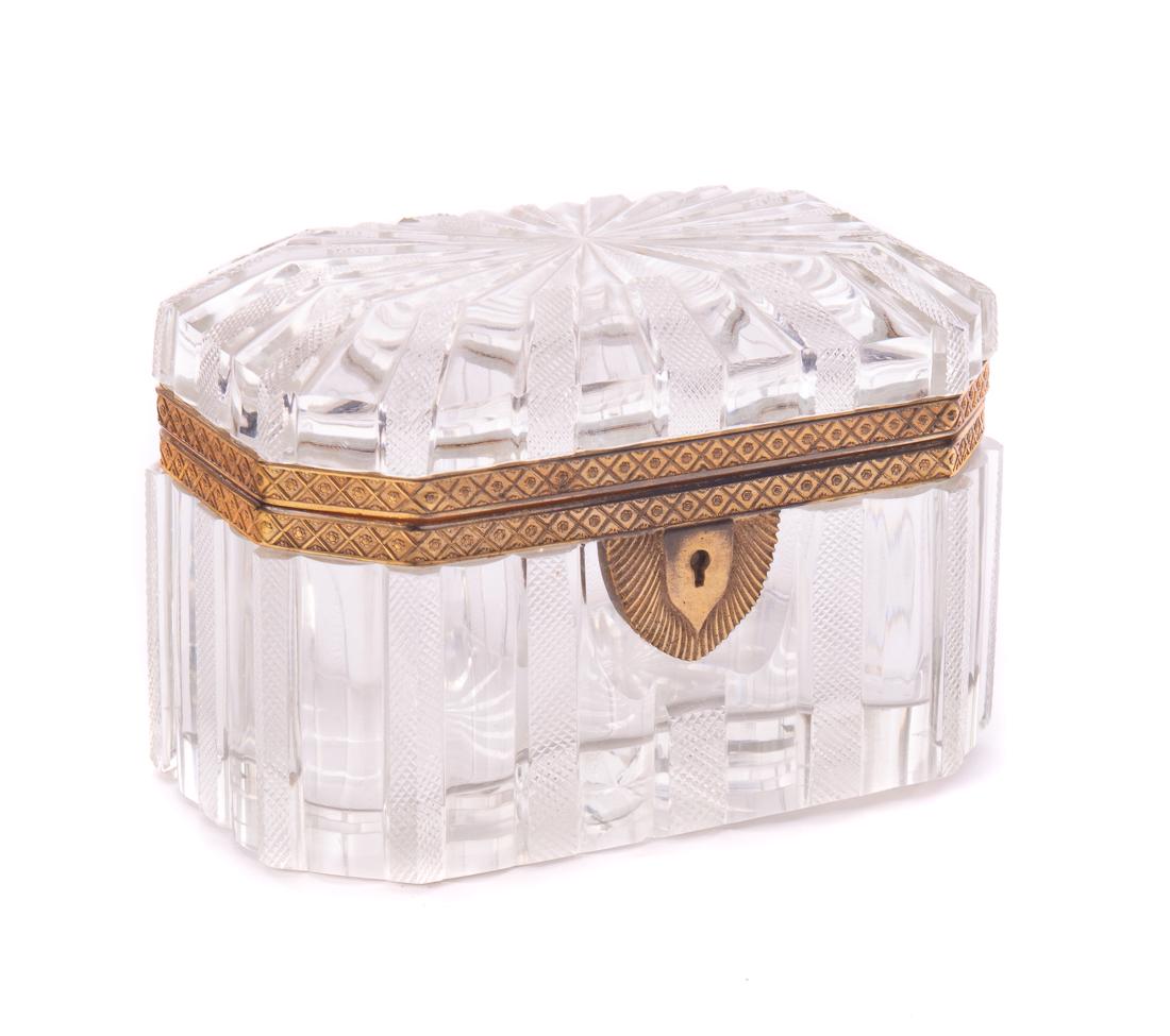 Early Cut Crystal and Bronze Jewlery Casket (1 of 4)