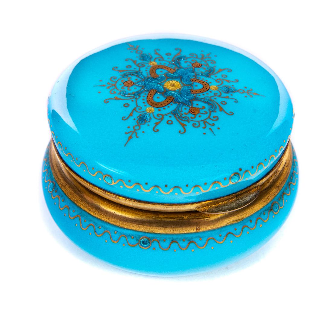 Blue Porcelain Box Gold Interior: Blue Porcelain Box Gold Interior
