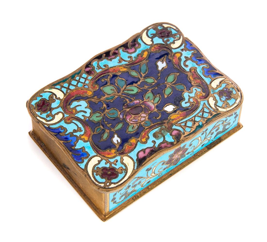 Champlevé Enamel Bronze Stamp Box (1 of 4)