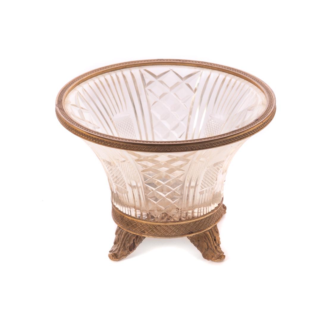Austrian Bronze & Cut Crystal Bowl: Austrian Bronze & Cut Crystal Bowl