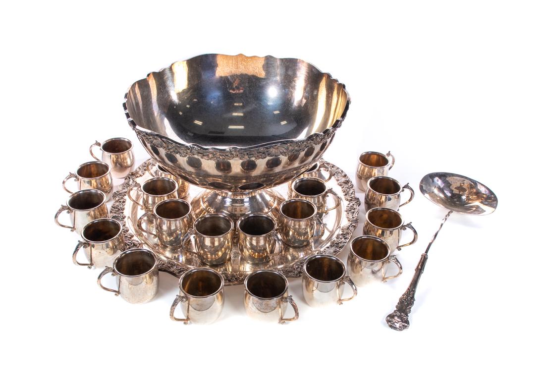 23 Pc Sheffield Silver Punch Bowl Set (1 of 10)