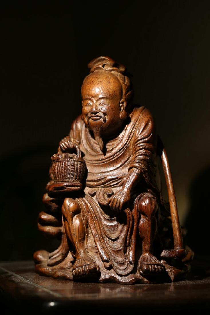 Chinese Bamboo Carved Old Man (1 of 8)