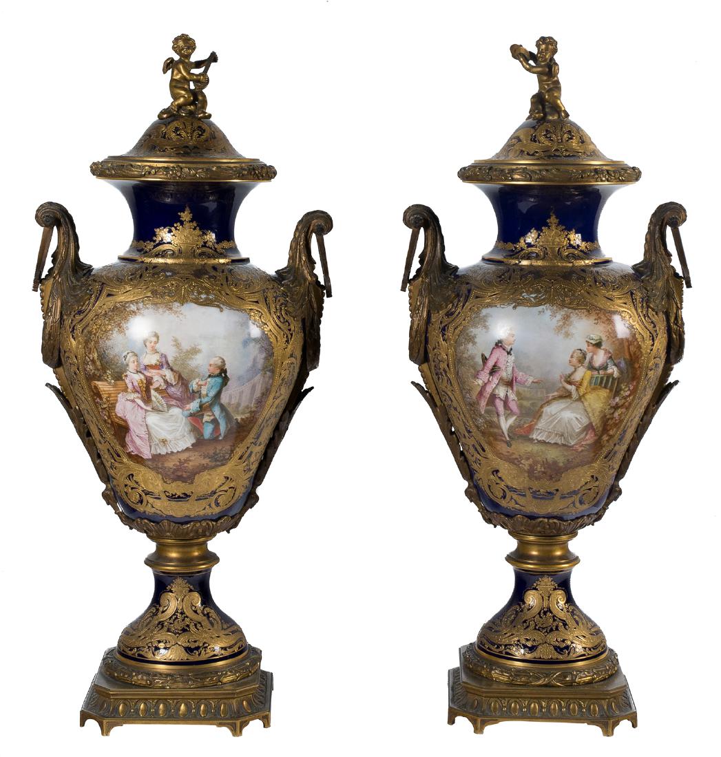 Pair of large porcelain vases. Sèvres style. Circa 1890 (1 of 4)