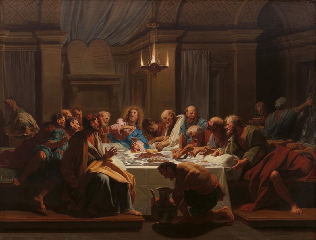 Attributed to Jean-Baptiste Jouvenet (Rouen, 1644 -: Attributed to Jean-Baptiste Jouvenet (Rouen, 1644 - Paris, 1717) "La Cène" Oil on canvas. In the bottom left corner is written the collection number: 58634. 114 x 147 cm. A "Supper" by Jouvenet a