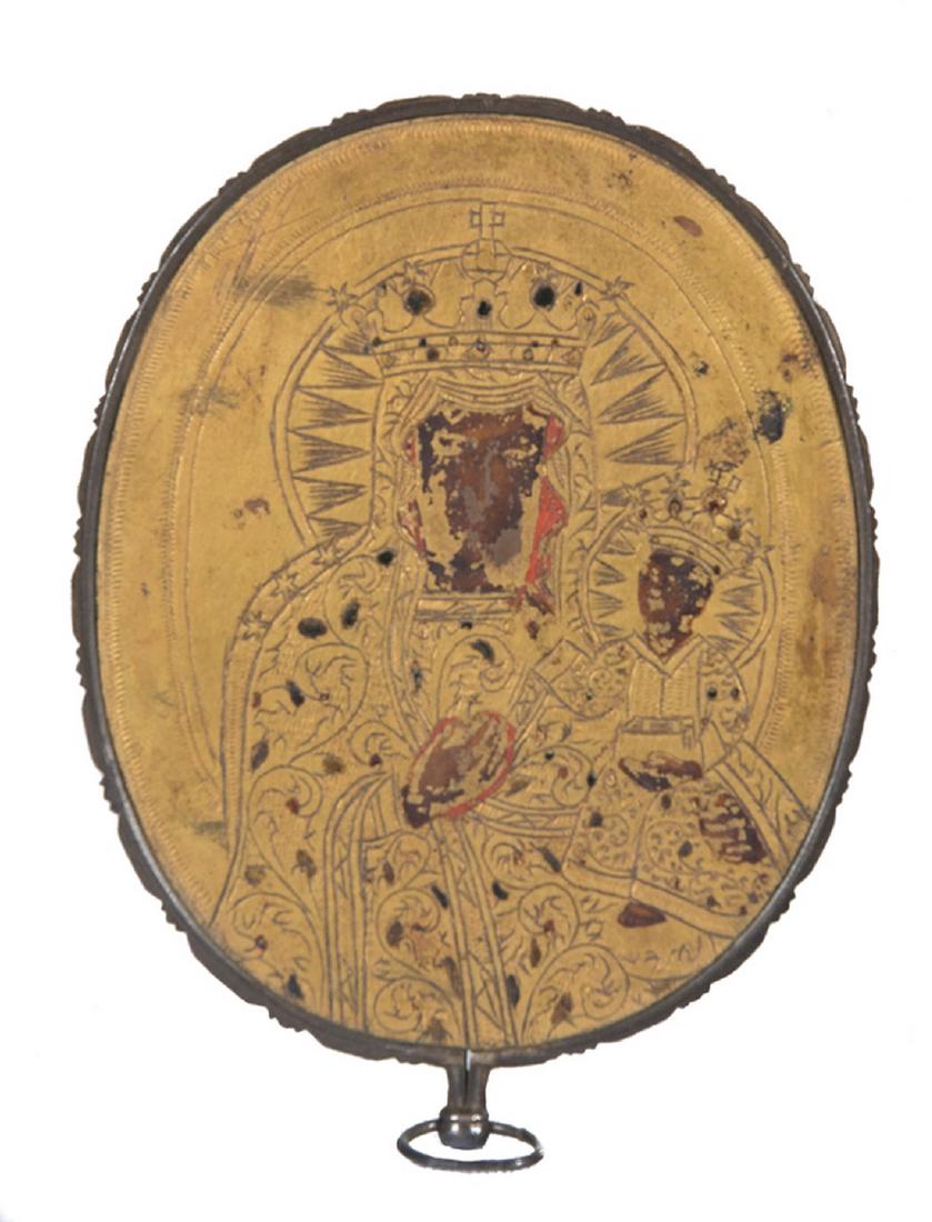 Gilded and sgraffito bronze medal with polychrome (1 of 2)