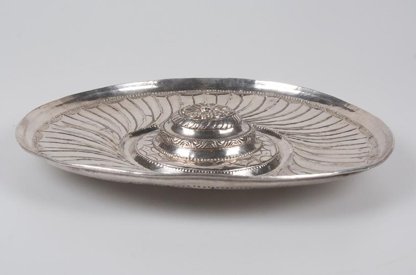 Embossed and chased Spanish silver tray.  16th century. (1 of 4)