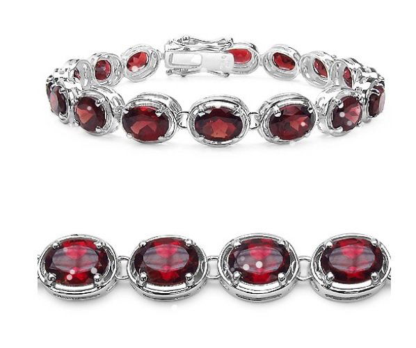 25.84Cts Garnet S/Silver Bracelet (1 of 1)