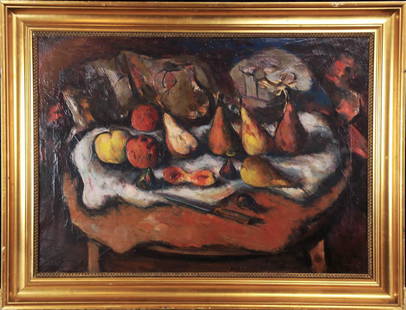 Bror Nordfeldt, (NJ/SE 1878-1955) Still Life Oil: Bror Nordfeldt, New Jersey/Sweden/New Mexico (1878 - 1955) Bror Julius Olsson Nordfeldt was active/lived in New Mexico, New Jersey, Kansas / Sweden. Bror Nordfeldt is known for modernist figure,