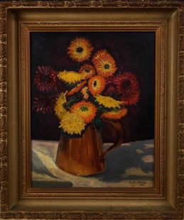 Kenneth Adams, (NM/KS 1897 - 1966) Still Life Oil: Kenneth Adams, New Mexico/Kansas (1897 - 1966) Kenneth Miller Adams was active/lived in New Mexico, Kansas. Kenneth Adams is known for figure and landscape painting, graphics, teaching. Still Life Flo