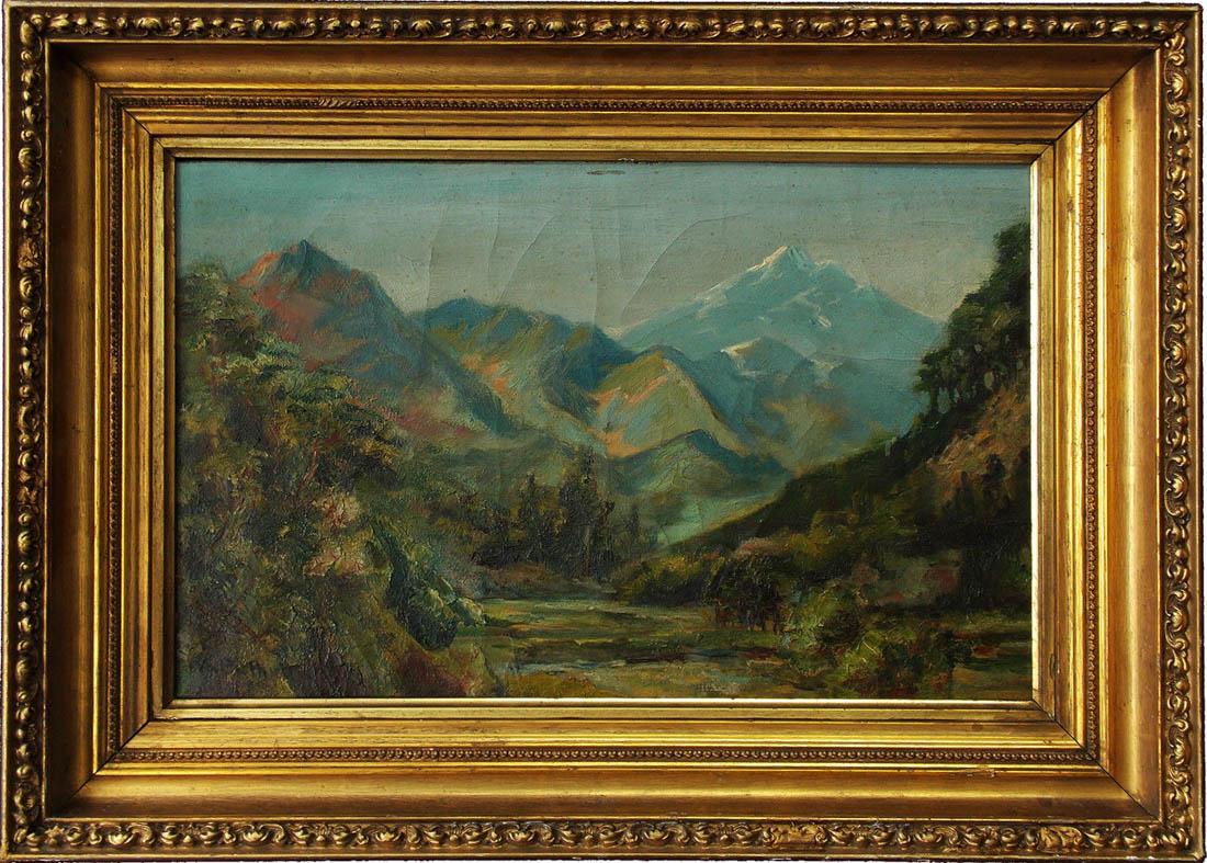Hanson Puthuff (CA/MS 1875 - 1972) Oil: Hanson Puthuff (1875 - 1972) Hanson Duvall Puthuff was active/lived in California, Missouri. Hanson Puthuff is known for desert landscape, portrait and mural painting. Landscape Signed lower left Oil