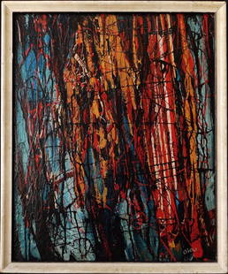 Alfonso A Ossorio (Philippines 1916 - 1990) Oil: Alfonso A Ossorio (1916 - 1990) Abstract Signed lower right Oil on Board Painting Size: 22 x 18 in. Frame Size: 23 1/2 x 19 1/2 in. Created in Circa 1950s. CONDITION Great Condition PROVENANCE Private