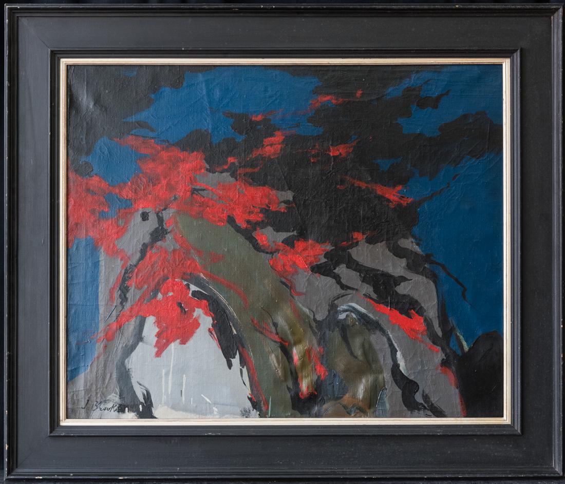 Large James Brooks (NY, 1906 - 1992) Oil: James Brooks (1906 - 1992) James D. Brooks was active/lived in New York, Missouri. James Brooks is known for modernist genre to abstraction, collage. "Untitled" Signed lower left Oil on Canvas Paintin