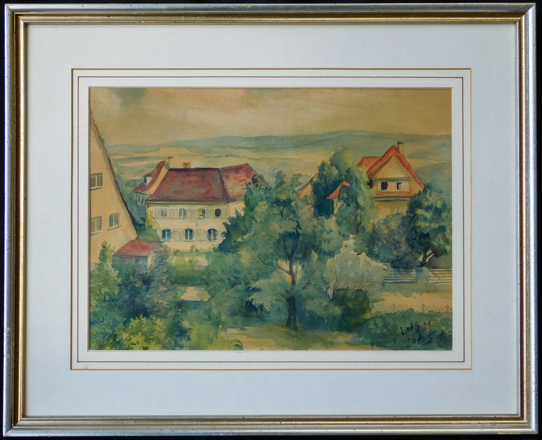 LOÏS M JONES (1905 - 1998) French Village, Watercolor (1 of 11)