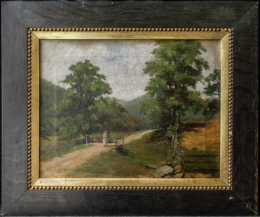 Edward Mitchell Bannister (Massachusetts, Rhode Island: Item Overview Description: Edward Mitchell Bannister (Massachusetts, Rhode Island ,Canada 1828 - 1901) Oil / Canvas, Signed Dated 1883. Dimensions: 14 by 18 inches, 21 by 25 inches with frame. Medium: