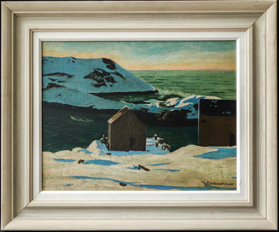 Attributed to Rockwell Kent (New York 1882 - 1971) Oil: Item Overview Description: Attributed to Rockwell Kent (New York 1882 - 1971) Oil painting on Board, Signed. Dimensions: 14 by 18 inches, 20 by 24 inches with frame. Medium: oil on board. Condition Re