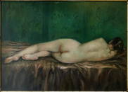 Old Oil Painting on Copper "Sleeping Nude"