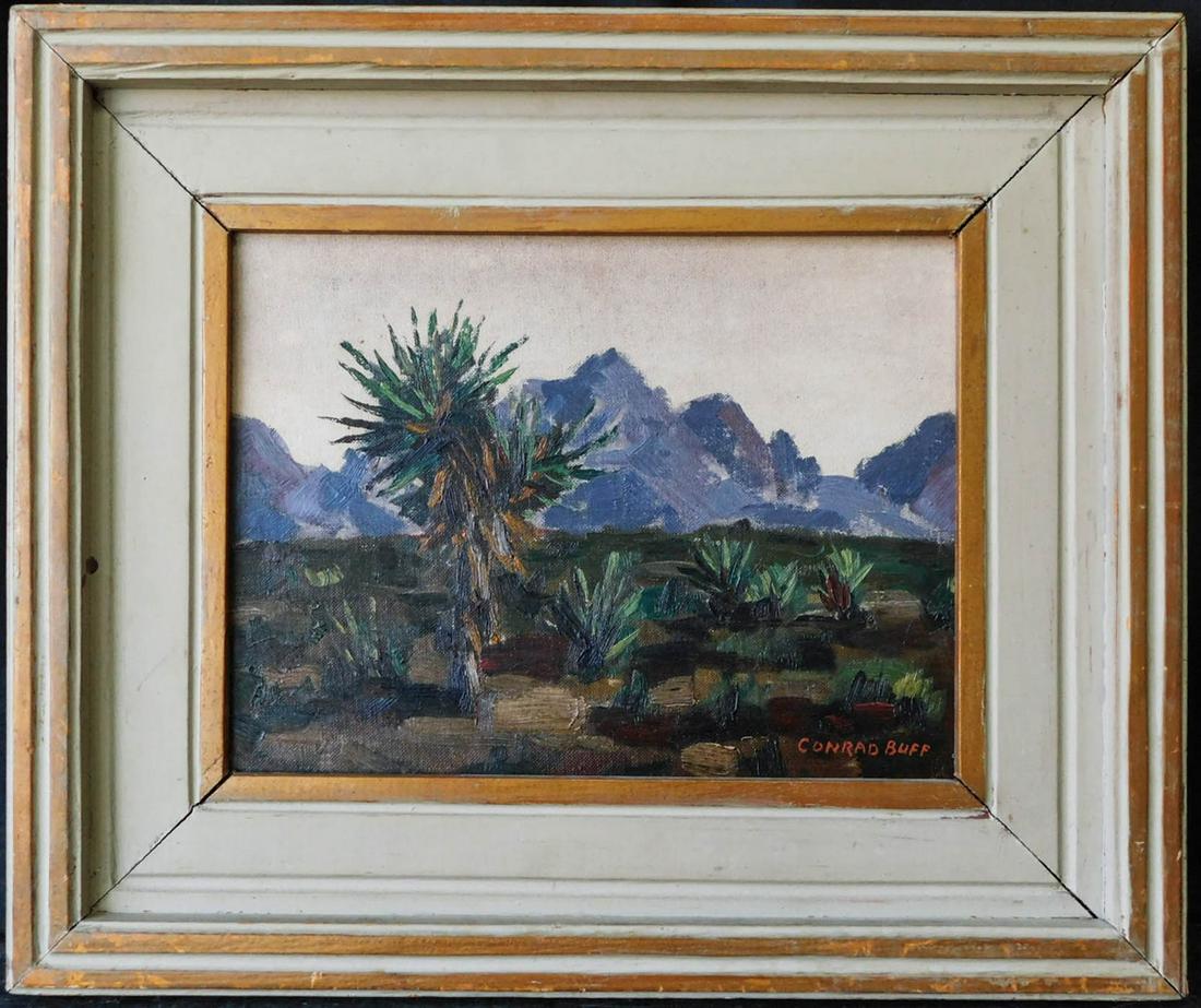 Conrad Buff (California, Wisconsin / Switzerland 1886: Conrad Buff (1886 - 1975) Conrad Buff was active/lived in California, Wisconsin / Switzerland. Conrad Buff is known for landscape painting, printmaking, illustration. Oil on Artist Board, Signed lower