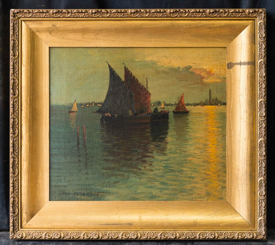 Jane Peterson (MA/NY, 1876 - 1965) Artist Oil: Item Overview Jane Peterson (1876 - 1965) Jane Peterson was active/lived in Massachusetts, New York, Kansas, Illinois / France, Italy. Jane Peterson is known for town-landscape, genre, and still-life 