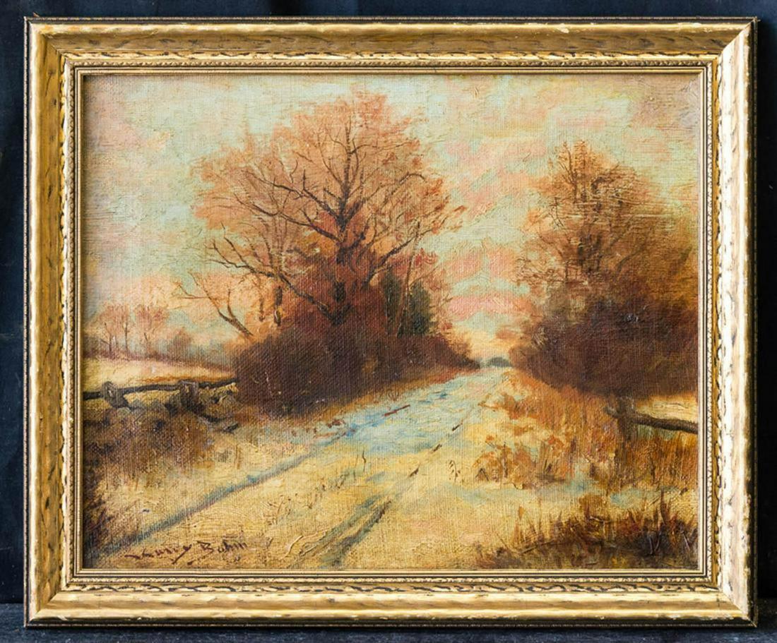 Claude Bohm (1894 - 1971) Indiana/Tennessee Artist Oil: Claude Bohm (1894 - 1971) Oil on canvas Signed lower left Painting Size: 13" x 16" Frame Size: 16" x 19" Created in Circa 1940's Condition Report: Great Overall, one patch Claude Bohm (1894 - 1971) C.