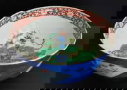 A CHINESE FAMILLE-VERTE POWDER-BLUE PUNCH BOWL, Qing Dynasty, Kangxi Period